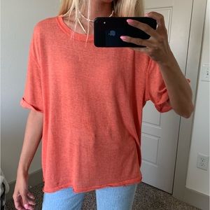 Coral Free People Plain Flowy Tee